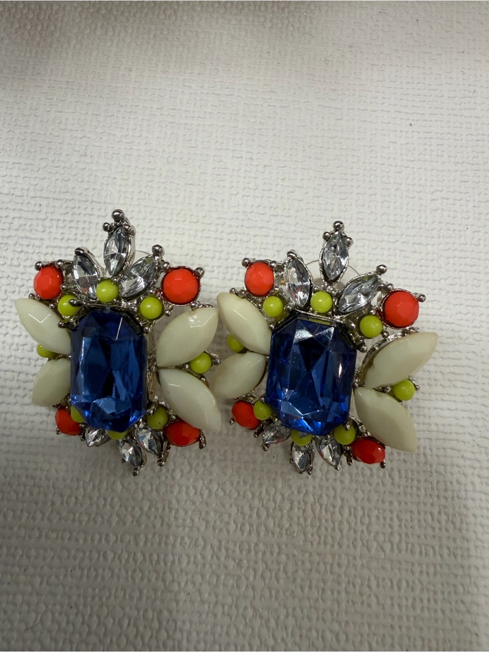 Statement Floral Cluster Earrings with Sapphire Blue Gemstones